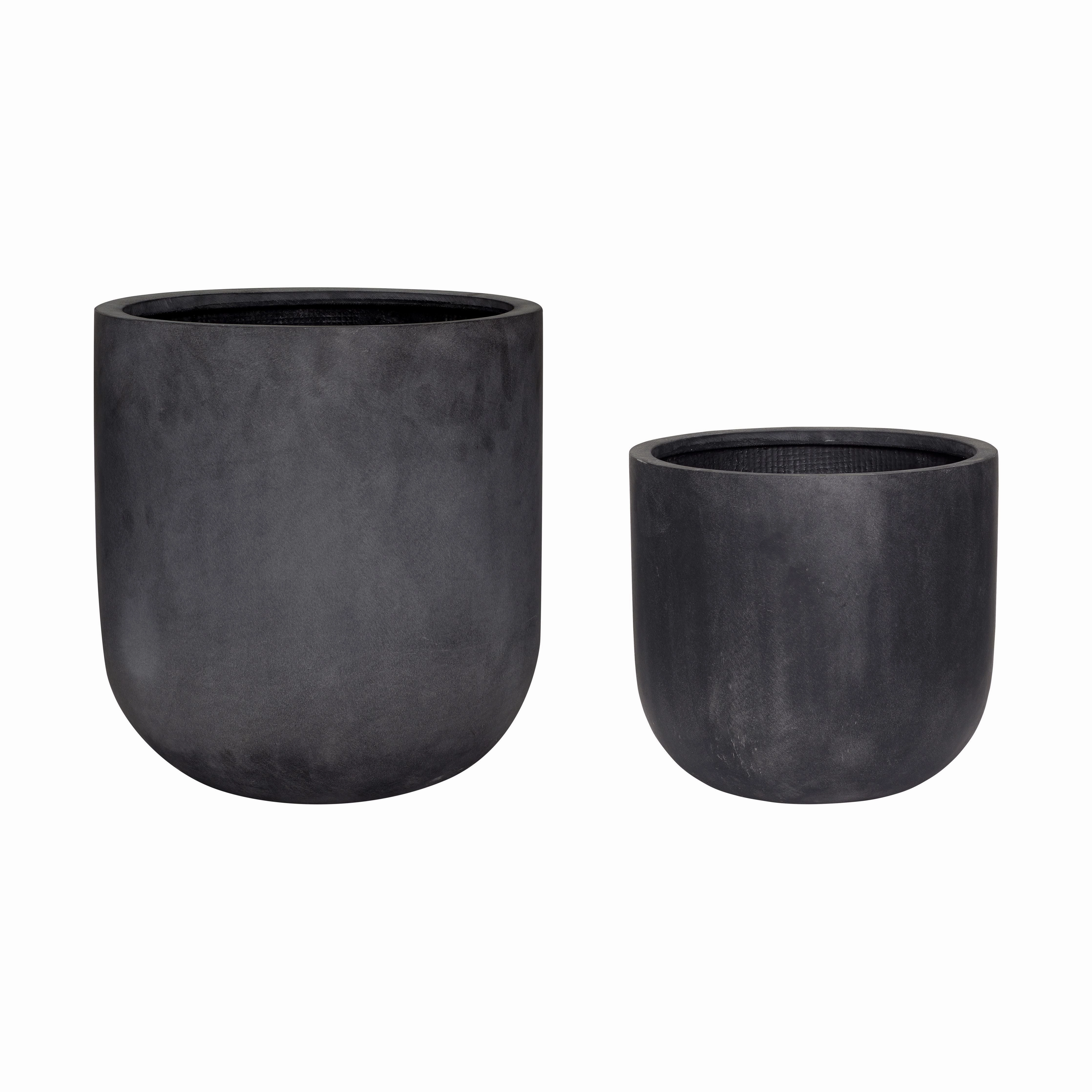 Hbsch Villa Pots (Set Of 2), Black dried green plant  