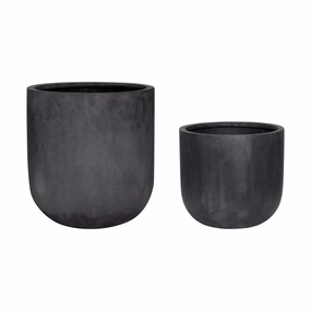 Hbsch Villa Pots (Set Of 2), Black dried green plant  