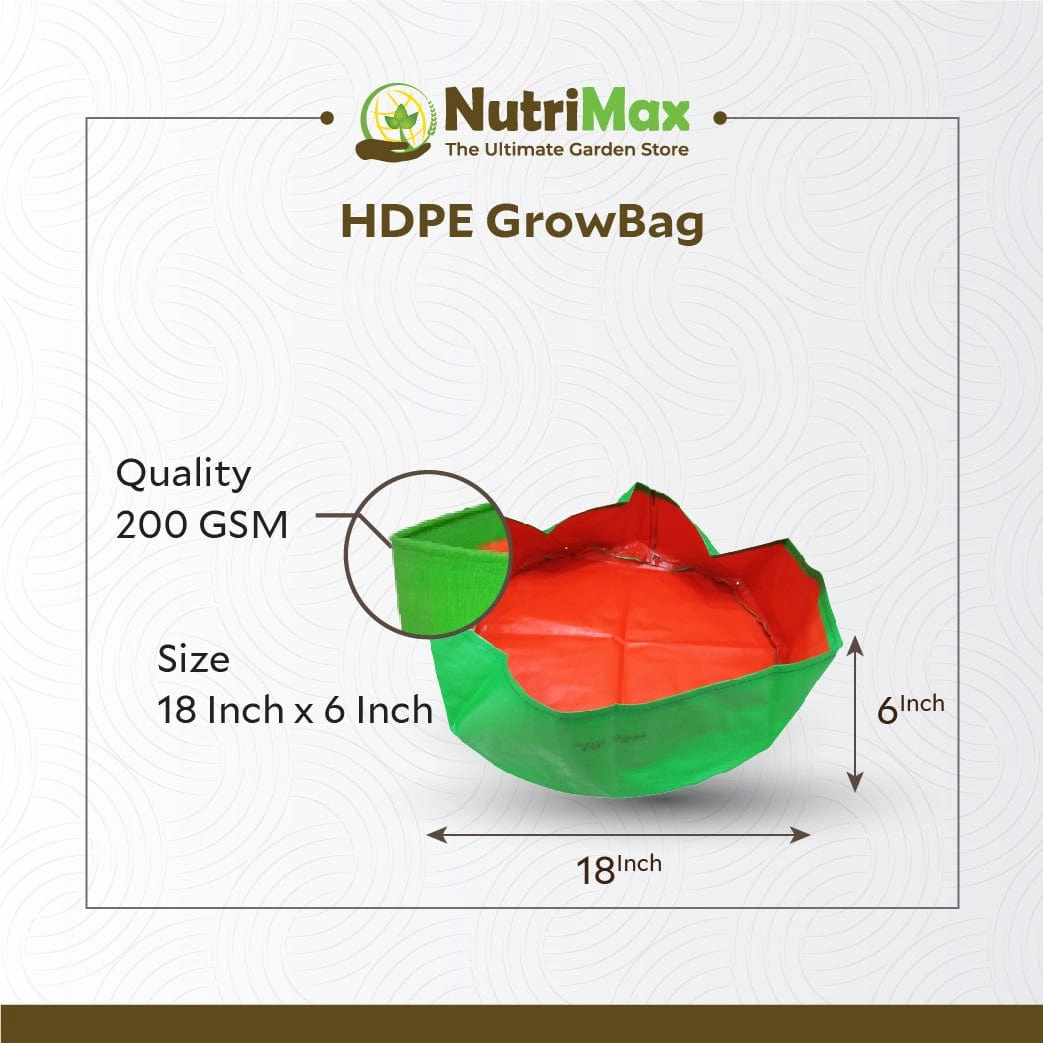 HDPE 200 GSM Grow Bags 18 inch x 6 inch Outdoor Plant Bag