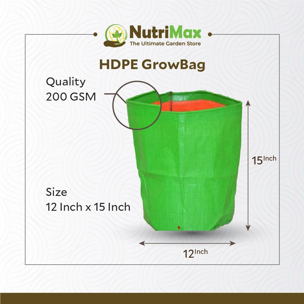 HDPE 200 GSM Growbags 12 inch x 15 inch Outdoor Plant Bag