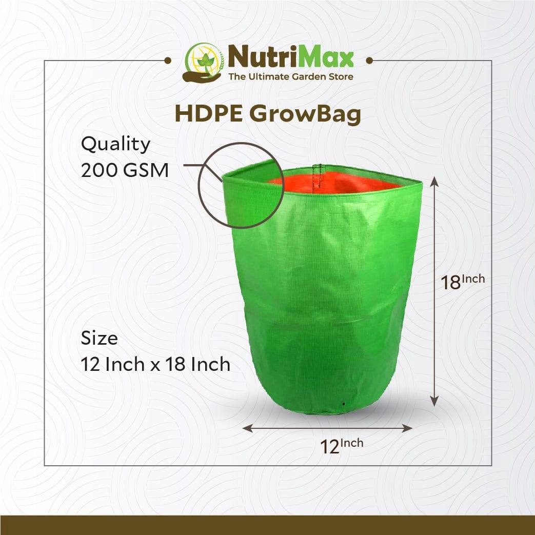 HDPE 200 GSM Growbags 12 inch x 18 inch Outdoor Plant Bag