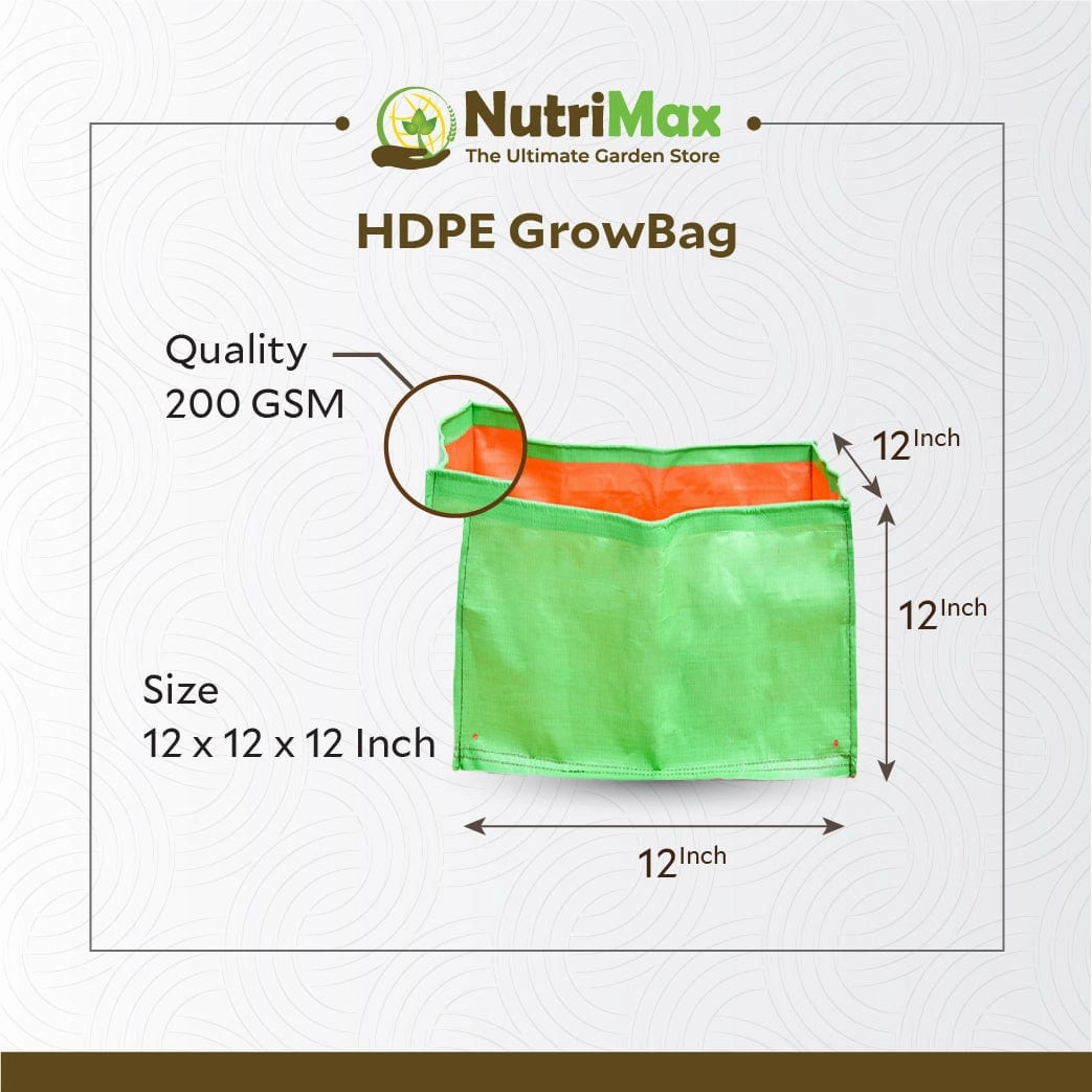 HDPE 200 GSM Growbags 12 x 12 x 12 inch Outdoor Plant Bag