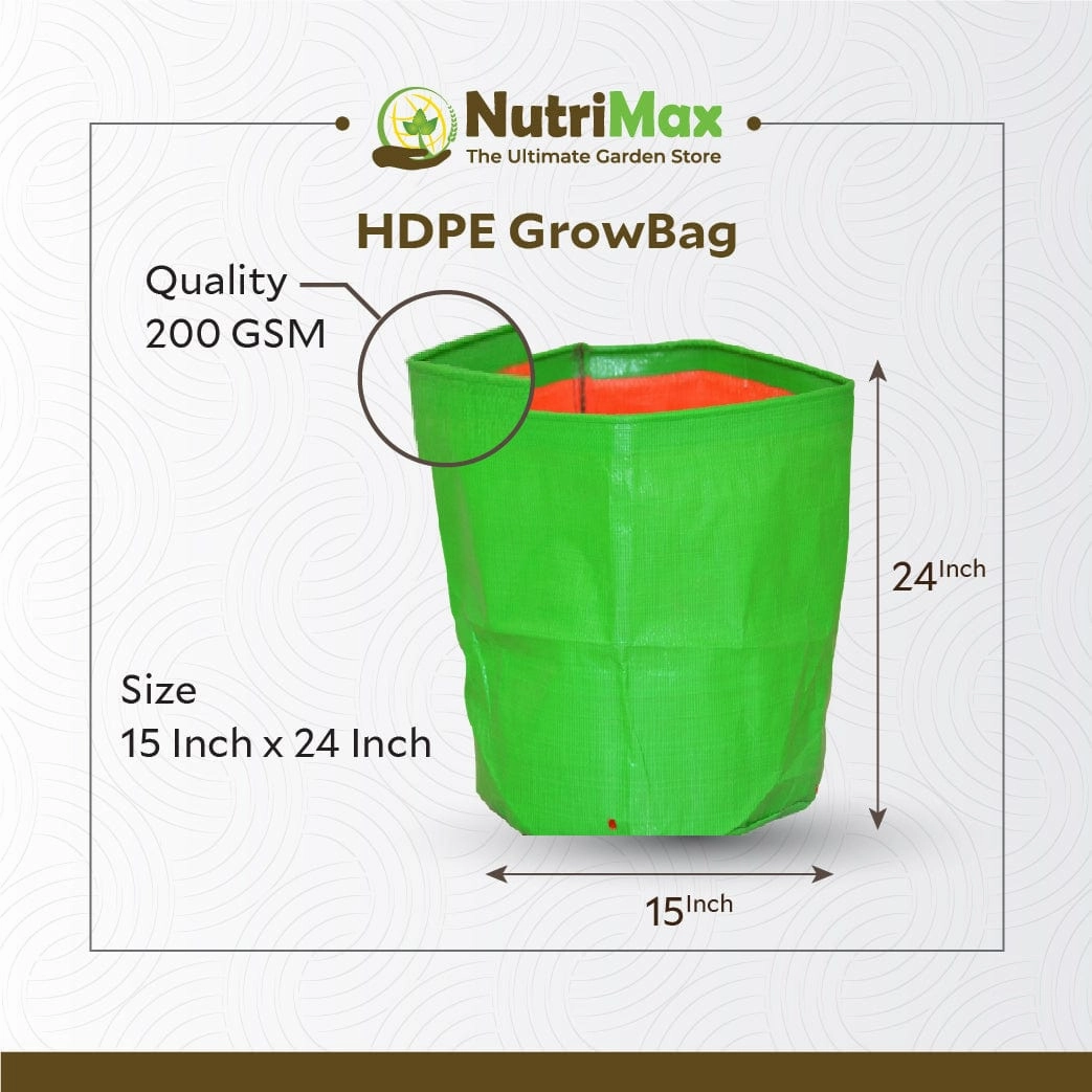 HDPE 200 GSM Growbags 15 inch x 24 inch Outdoor Plant Bag
