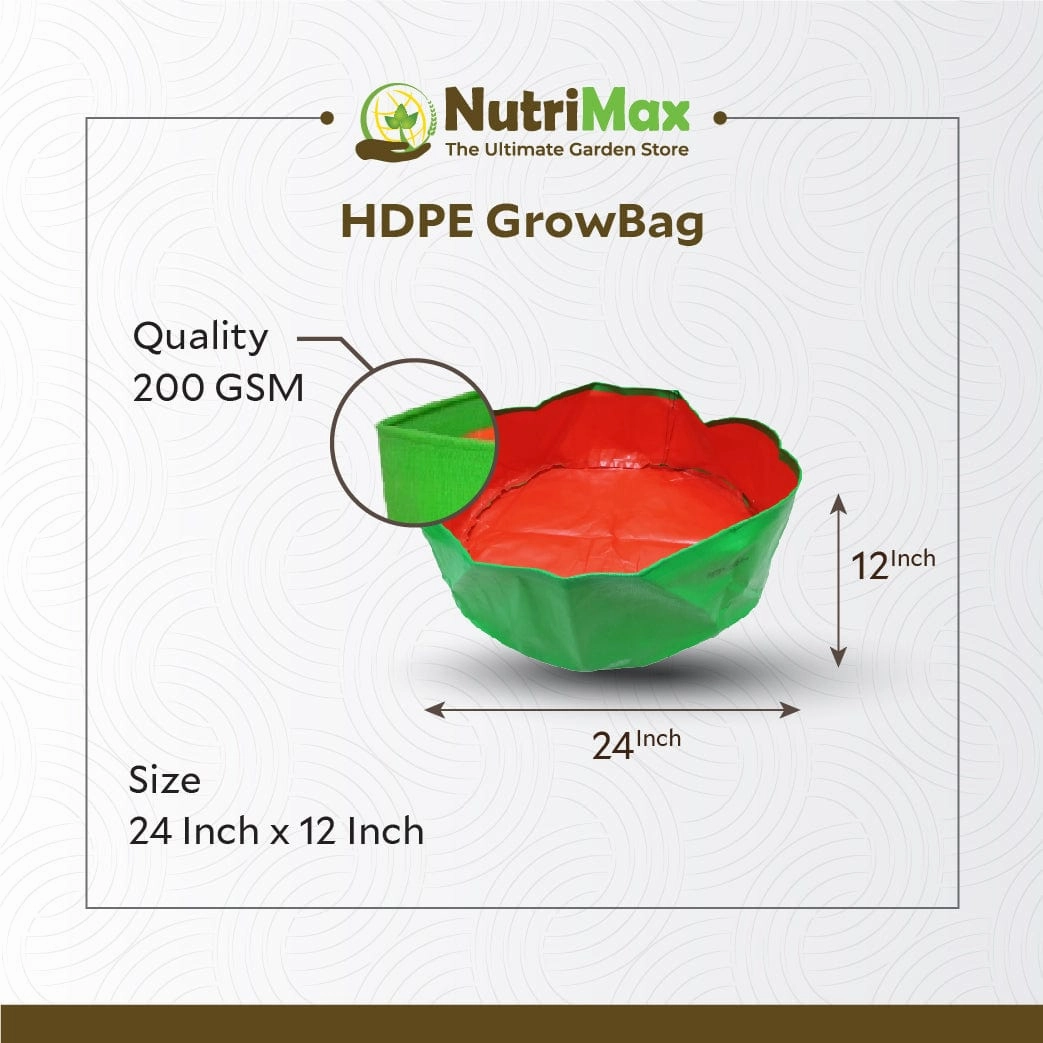 HDPE 200 GSM Growbags 24 inch x 12 inch Outdoor Plant Bag