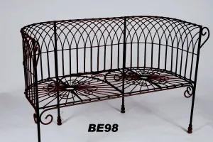 Heavy Wrought Iron Antique French Wire Bench with Cast Feet decorative plants  