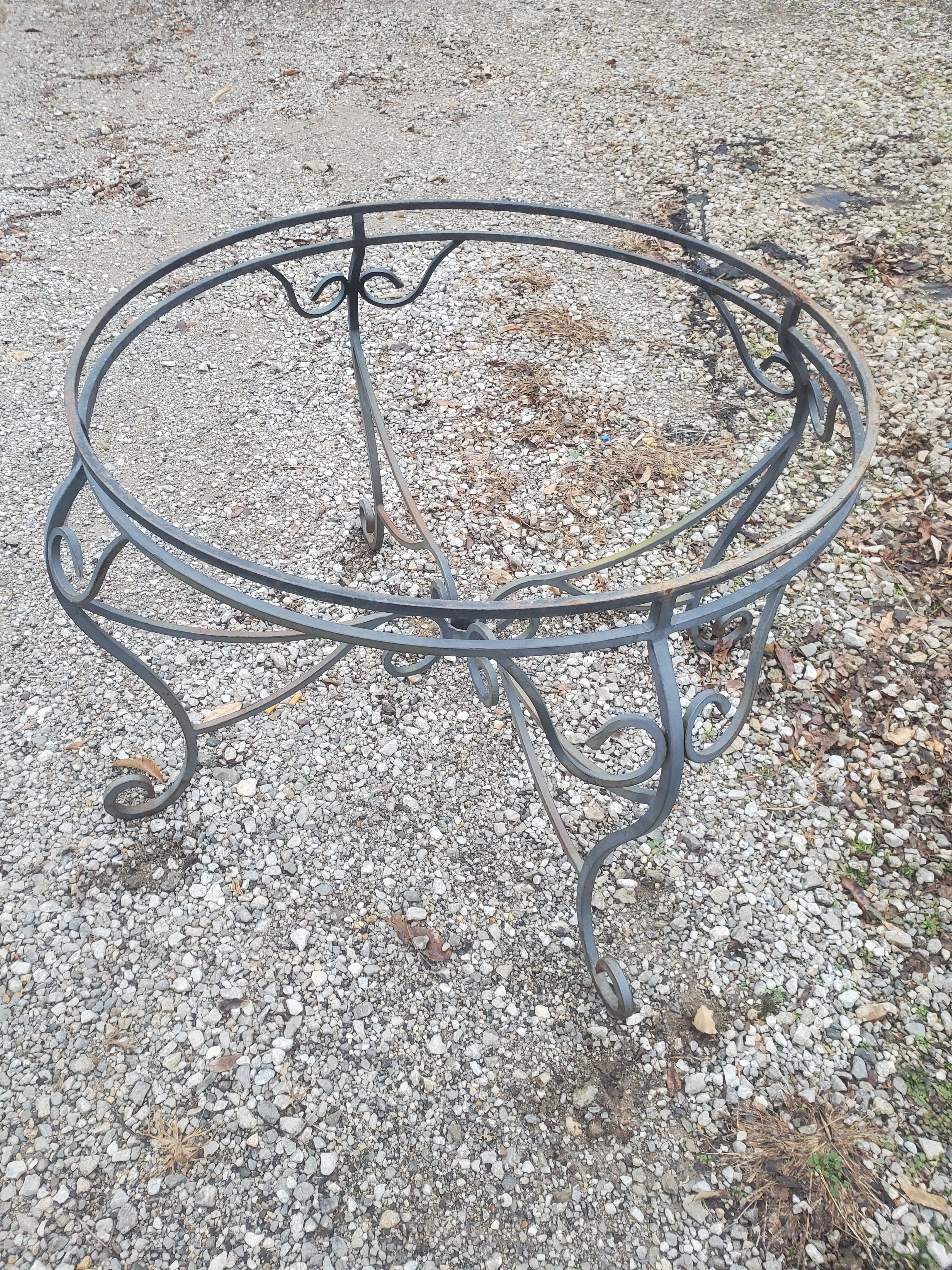 Heavy Iron Table with Umbrella Ring on Table & 4 Chairs