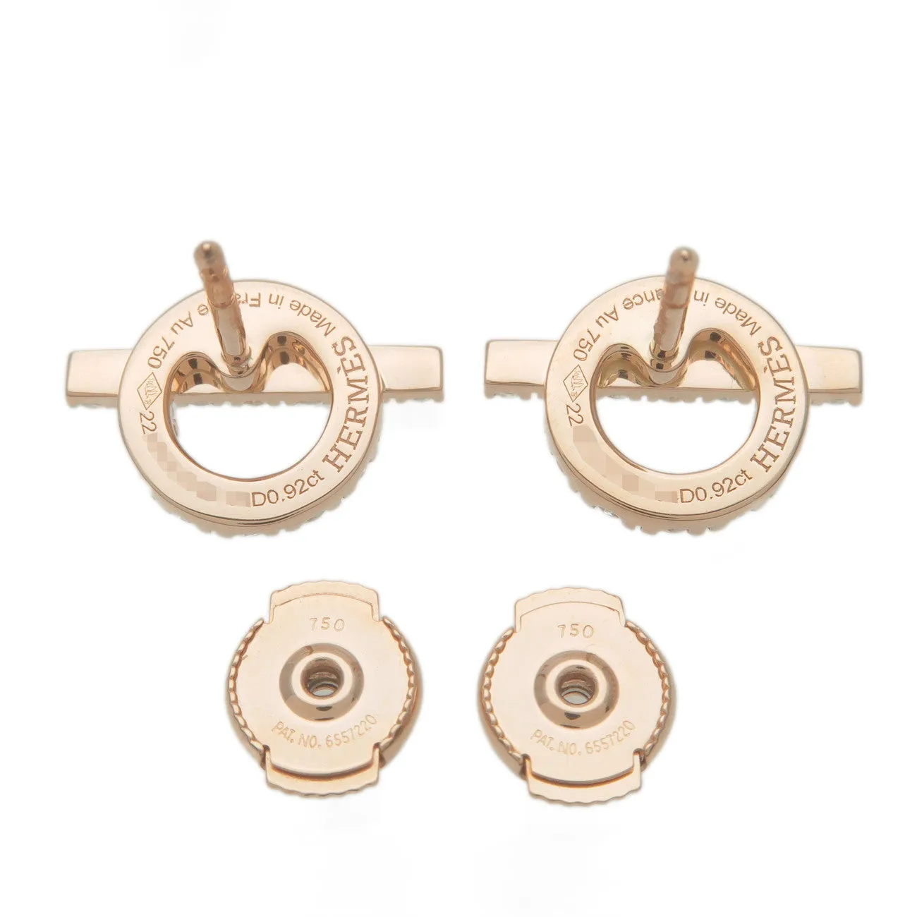 HERMES Finesse Diamond Earring  0.92ct K18 750PG Rose Gold