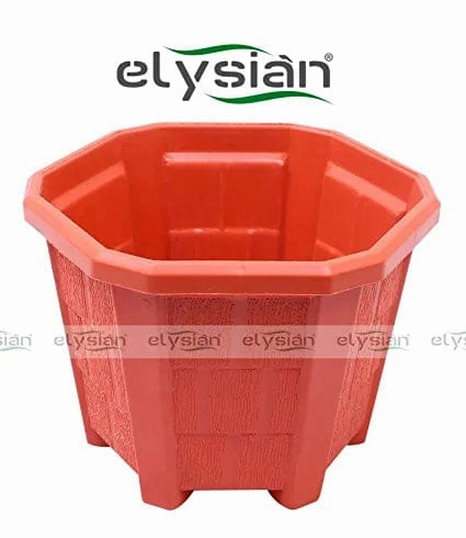 Hexagonal Shape Plastic Pot (12 cms), Brown