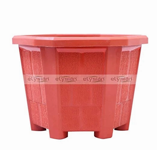 Hexagonal Shape Plastic Pot (15 cms), Brown hanging green plant  