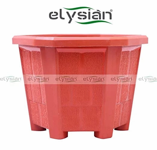 Hexagonal Shape Plastic Pot (15 cms), Brown