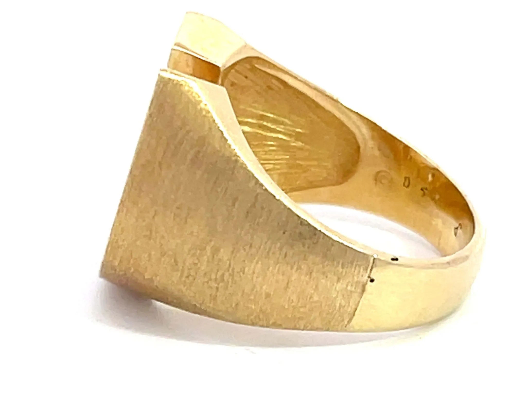 Horseshoe 9 Diamond Satin Finish Ring in 14k Yellow Gold