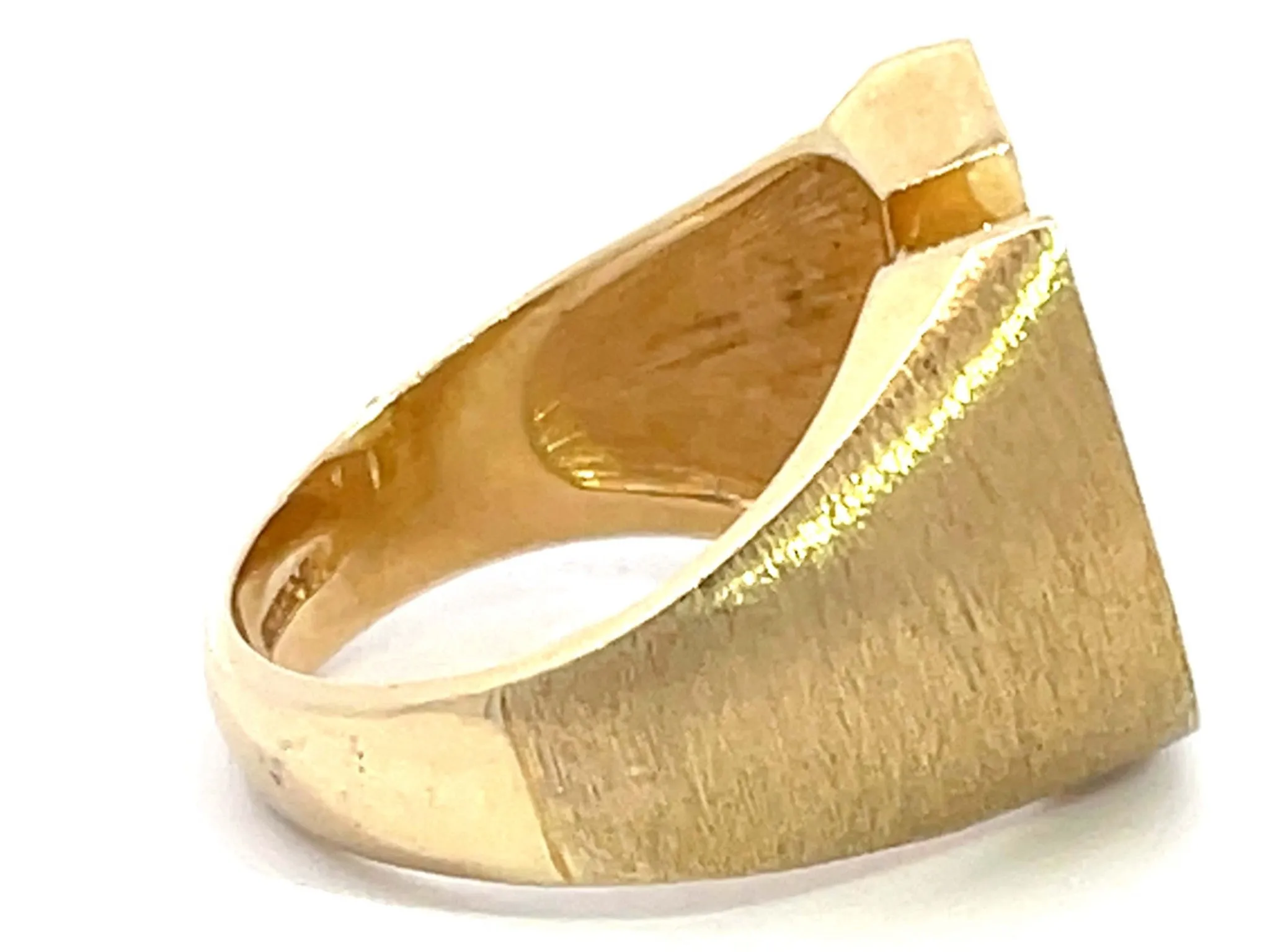 Horseshoe 9 Diamond Satin Finish Ring in 14k Yellow Gold