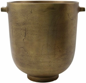 House Doctor Planter, Hd Foem, Antique Brass dried green plant  