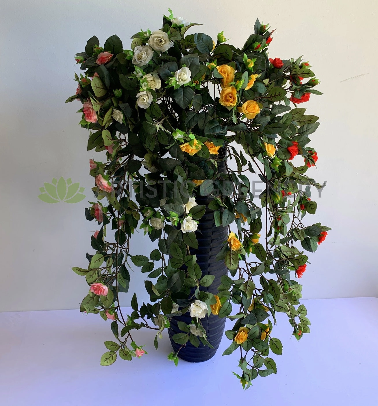 HP0074 Hanging Rose Bunch with Foliage 73cm 4 Colours