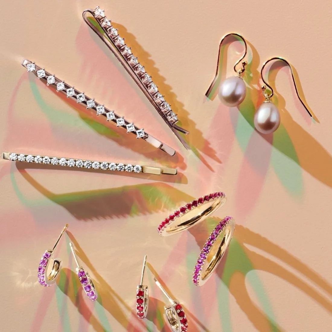 Huggie Hoop Earrings in Rubies