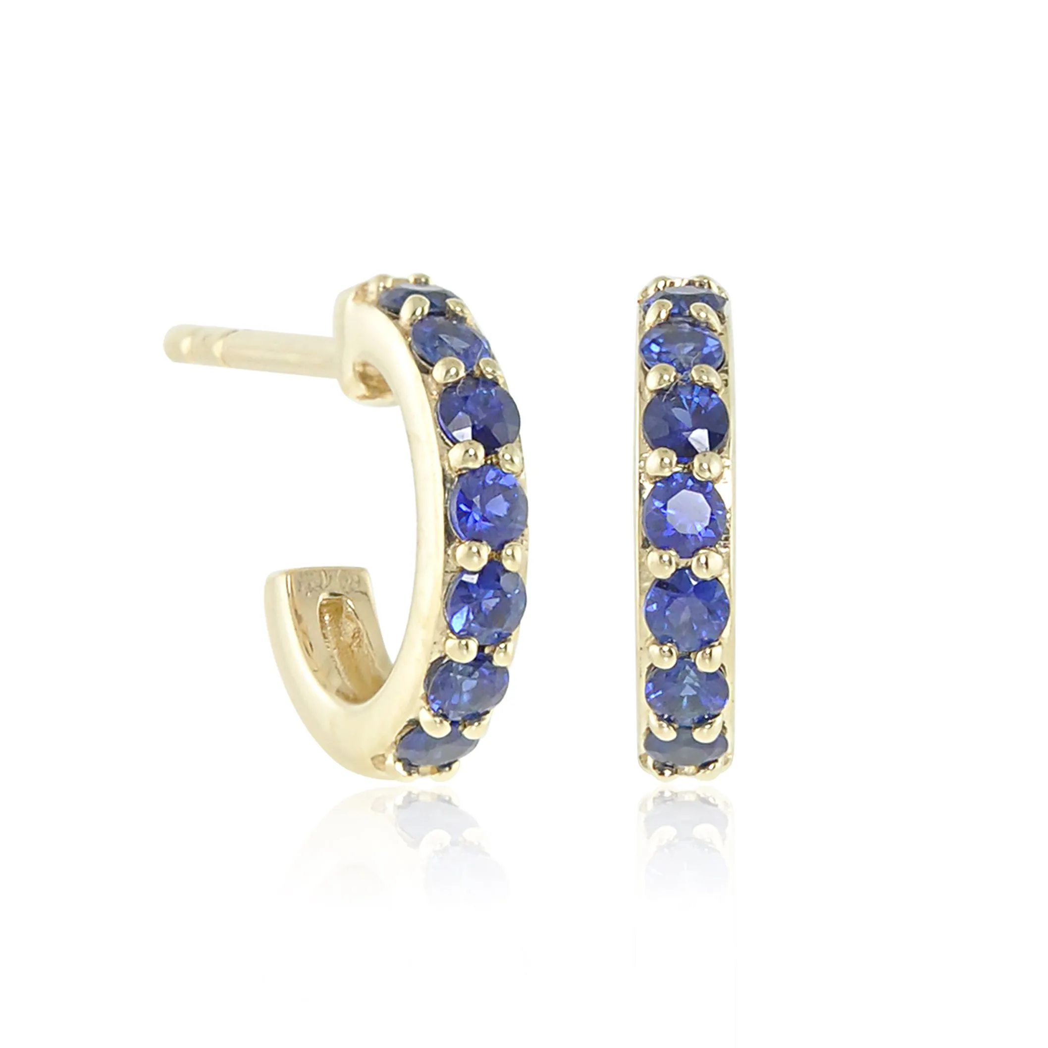 Huggie Hoop Earrings in Sapphires