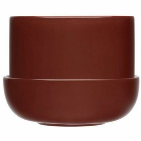 Iittala Nappula Flowerpot With Saucer 170x130mm, Brown dried green plant  