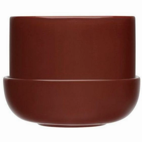 Iittala Nappula Flowerpot With Saucer 170x130mm, Brown dried green plant  
