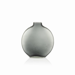 Indigo - Smoke Gray Moon Shape Glass Vase mini ornamental plant  
