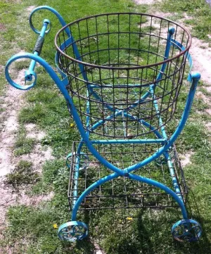 Iron Blue Double Basket Cart decorative plants  