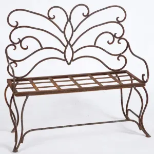 Iron Hand Forged Butterfly Bench Outdoor Seating decorative plants  