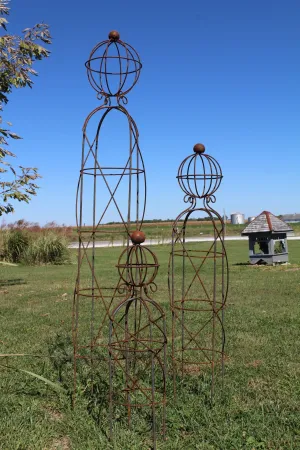 Iron Stick Man Topiary Forms Plant Support Tower Set of 3 decorative plants  