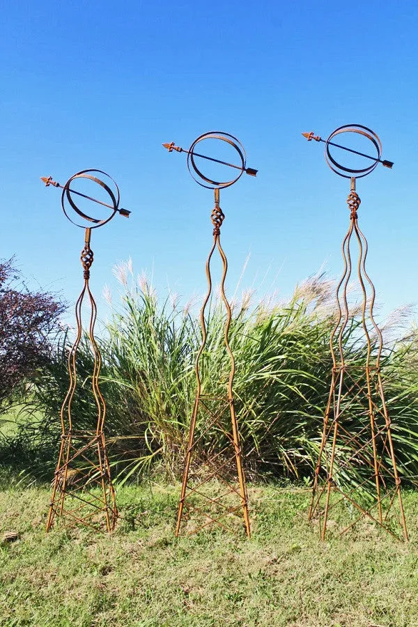 Iron Sundial Topiary Tall Towers Set of 3 decorative plants  