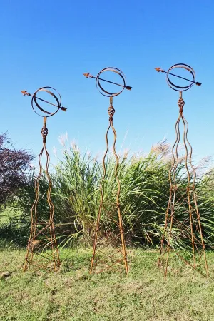 Iron Sundial Topiary Tall Towers Set of 3 decorative plants  