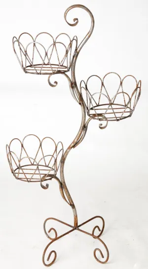 Iron Unique Twisted Tree Planter Triple Pot Holder decorative plants  