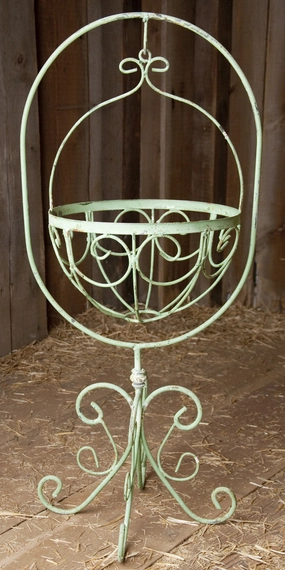Iron Basket & Stand Swinging Planter cactus succulent plant  
