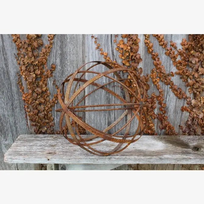 Iron Strap & Wire Sphere Ball Yard Dcor Hanging Sphere