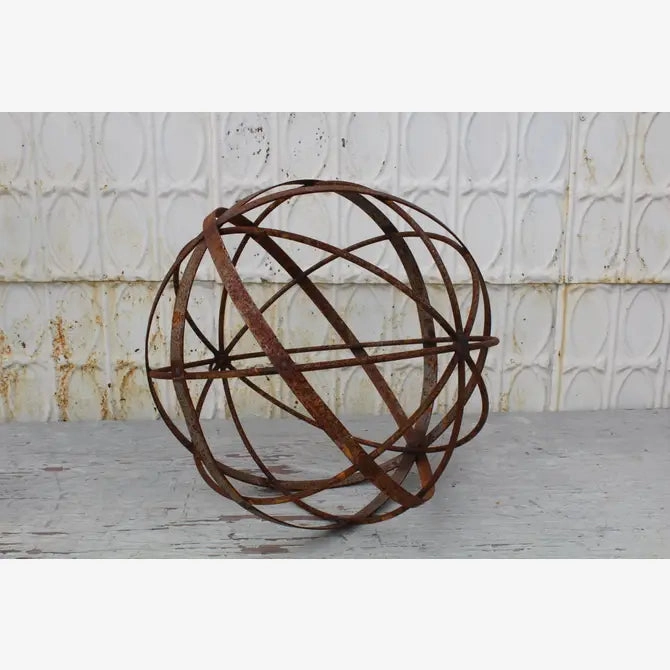 Iron Strap & Wire Sphere Ball Yard Dcor Hanging Sphere