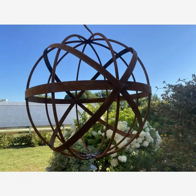 Iron Strap & Wire Sphere Ball Yard Dcor Hanging Sphere