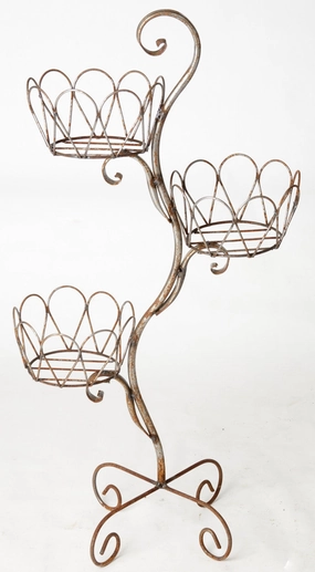 Iron Unique Twisted Tree Planter Triple Pot Holder cactus succulent plant  