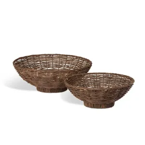 Island Palm Rattan Decorative Bowl Set dried flowers  