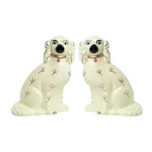 Ivory & Gold Staffordshire Dogs dried flowers  