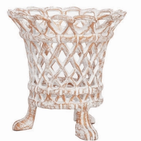 Ivory & Gold Lattice Footed Planter plant seeds  