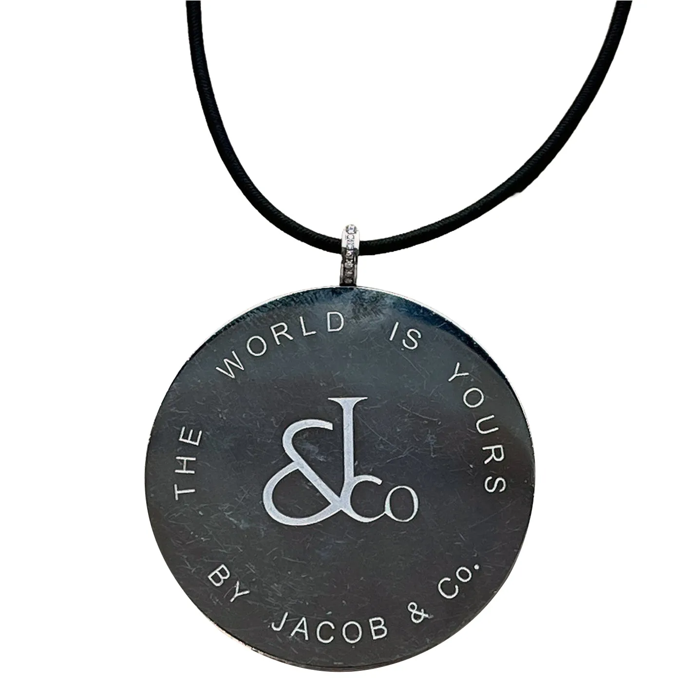 Jacob & Co Steel 6.06ct White Diamonds MOP World Map Steel Round Pendant