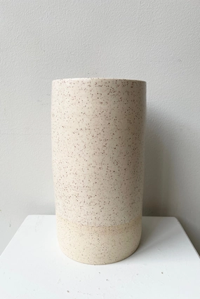 Jacqueline Vase Cream Speckle Large dried green plant  