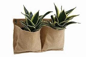Jute 2 Pocket Horizontal Hanging Planter hanging green plant  