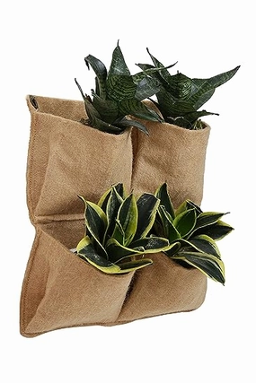 Jute 4 Pocket Vertical Hanging Planter desktop planter  