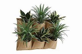 Jute 6 Pocket Horizontal Hanging Planter hanging green plant  