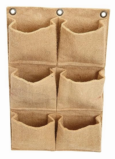 Jute 6 Pocket Vertical Hanging Planter