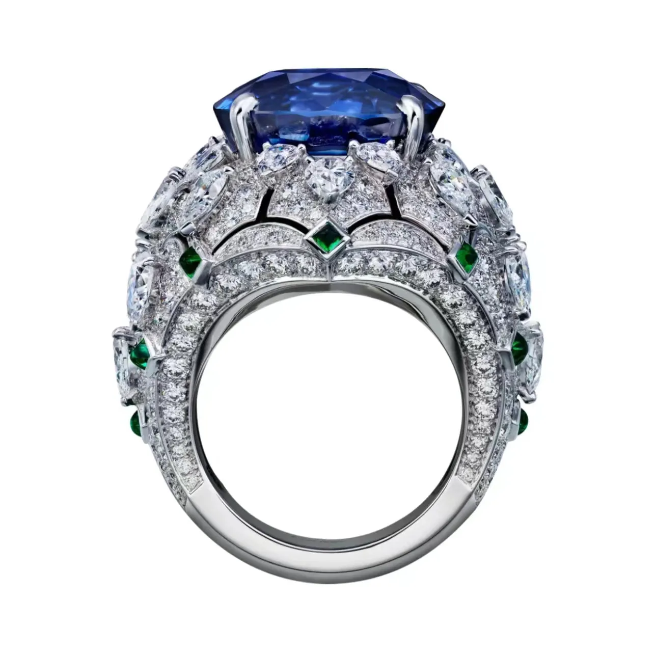 KDY-B198017 full diamond luxury water drop hollow fan-shaped stitching ring 17#