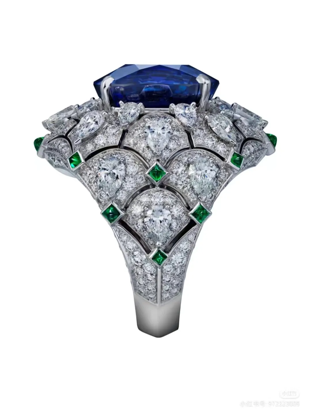 KDY-B198017 full diamond luxury water drop hollow fan-shaped stitching ring 17#