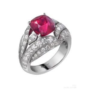 KDY-H265933 cushion ruby ??leaf feather ring 16#