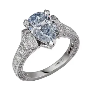 KDY-three-claw water drop 6.71x9.38 main diamond ring with stones on the side