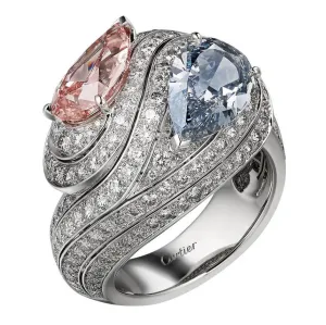 KDY-Z2661803 double-ended water drop twisted bar full diamond ring