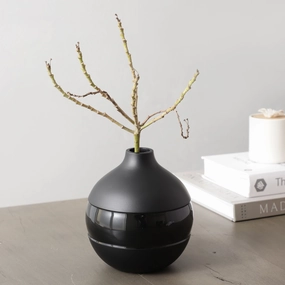 Klova Black Enamel Vase outdoor greenery  