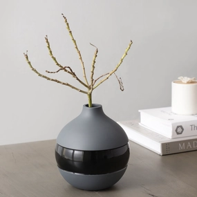 Klova Graphite Vase with Black Enamel outdoor greenery  
